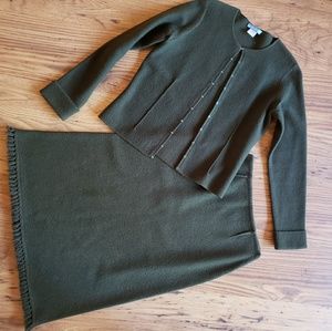 White + Warren Wool Jacket & Skirt Outfit Smal